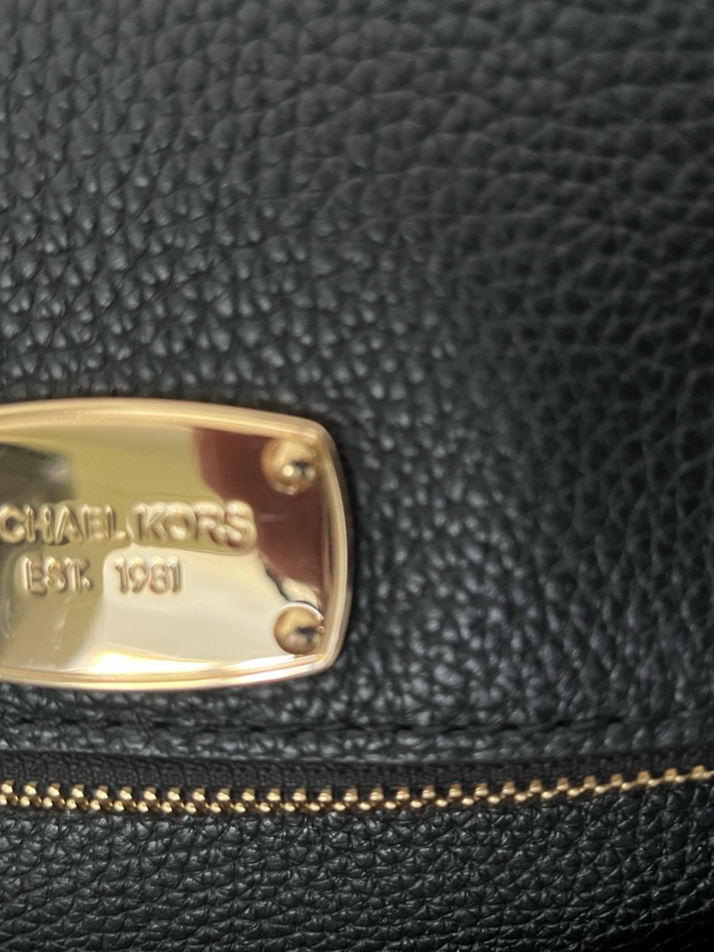 Michael Kors Black Pebbled Leather Shoulder Bag with Gold Hardware - Picture 2 of 11
